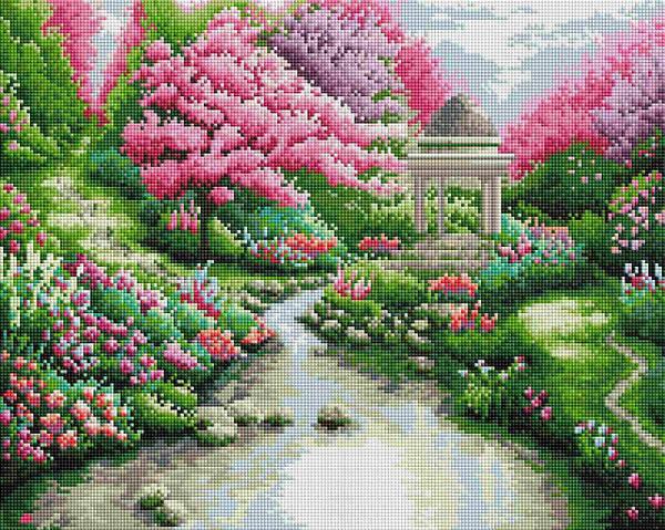 Картина стразами ColorArt Пейзаж з альтанкою (CLR-SP085) 40 х 50 см (Без підрамника)
