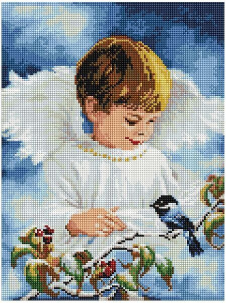 Картина стразами ColorArt Ангелочок хлопчик (CLR-ST429) 30 х 40 см (Без підрамника)