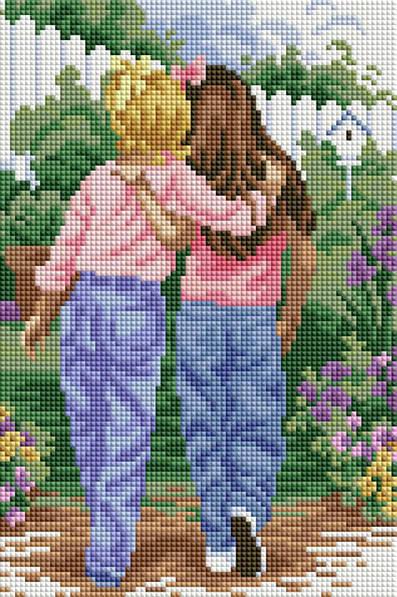 Картина стразами ColorArt Подружки (CLR-PDT724) 20 х 30 см (На підрамнику)