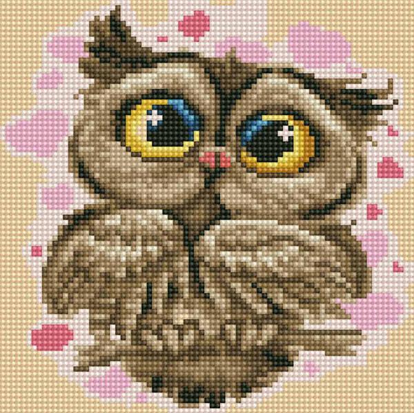 Картина стразами ColorArt Совеня (CLR-DD1215) 20 х 20 см (Без підрамника), фото 1