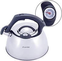 Чайник Kamille Whistling Kettle Thermo 3 л з неіржавкої сталі зі свистком і термометром