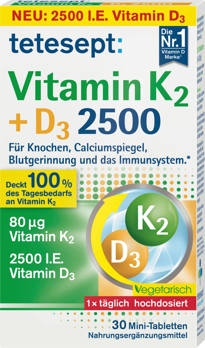 Біологічно активна добавка tetesept Vitamin K2 + D3, 30 шт