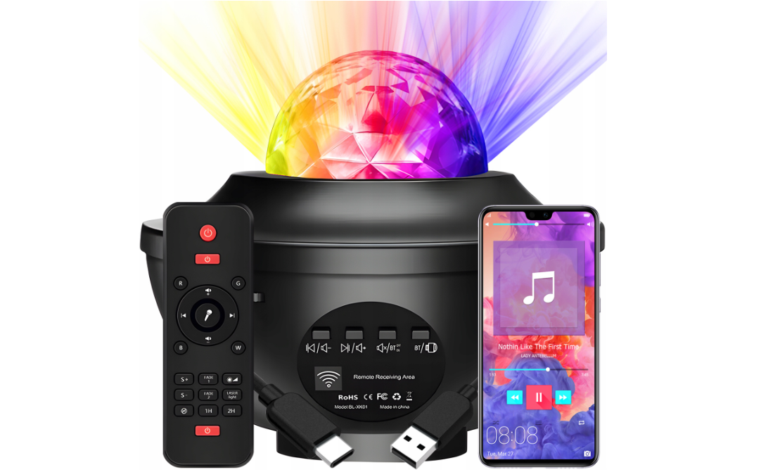 Лампа проектор Falcon BL-XK01 чорний проектор зірок STAR LED NIGHT LAMP USB + пульт, фото 1