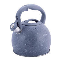 Чайник Kamille Whistling Kettle 3 л із неіржавкої сталі зі свистком, сірий мармур