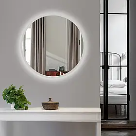 Біле кругле дзеркало з підсвічуванням 800 мм