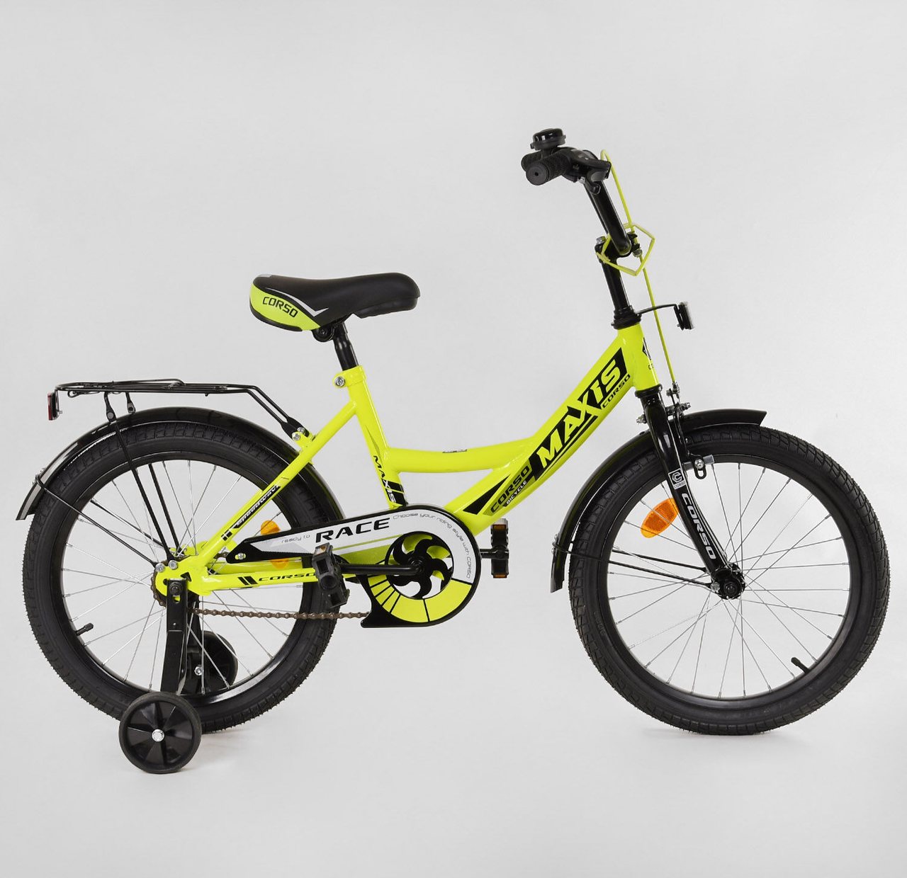 Дитячий велосипед 18" Corso 18302 жовтий на зріст 105-115 см