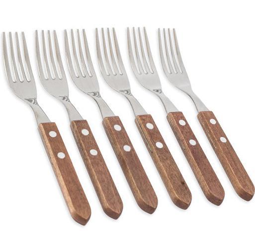 Набір 6 столових виделок Kamille Natural Treasure з дерев'яними ручками, фото 1