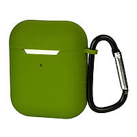 DR Чехол силиконовый с карабином для Apple AirPods/ AirPods 2 цвет 14 темно-зеленый