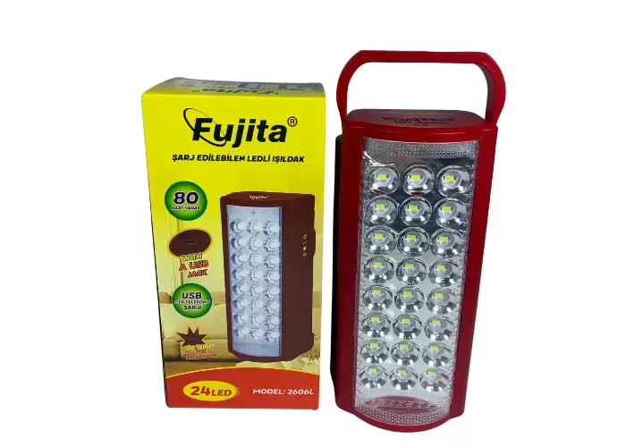 Ліхтар переносний світлодіодний з повербанком FUJITA 2606, 24 LED, ЗУ 220V, потужний акумулятор 6v4mah