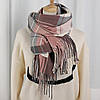 Жіночий шарф-палантин у клітинку під кашемір. Сірий з рожевим, фото 2