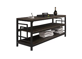 Тумба ТВ Квадро метал чорний оксамит, полиці ДСП Дуб античний (Метал-Дизайн ТМ)