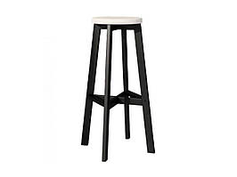Табурет барний Флай каркас чорний оксамит, сидіння екошкіра біла (Метал-Дизайн ТМ)