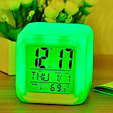 Будильник на батарейках з підсвіткою Куб СС100 Електронний годинник Cube настільні, фото 8