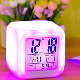 Будильник на батарейках з підсвіткою Куб СС100 Електронний годинник Cube настільні, фото 10