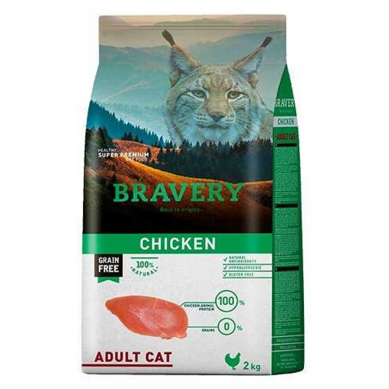 BRAVERY Chicken Adult Cat, сухий корм для дорослих котів, з куркою 7кг