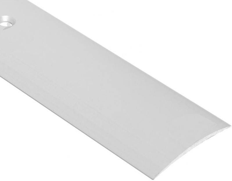 Декоративний підлоговий поріг алюмінієвий гладкий шириною 50 мм, довжина 90 см Срібло, фото 1