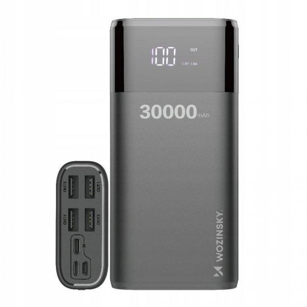 Павербанк Power Bank 30 000mAh Wozinsky 4*USB LCD display black
