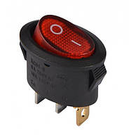 Перемикач Daier KCD1-9-101N RD, з підсв., ON-OFF, 3pin, 6A 250VAC