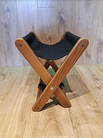 Підставка для сумки каркас дерево Світло-коричнева, оббивка тканина Чорна, Висота 30 см (ArtCenter-TM)