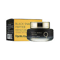 Омолаживающий крем с муцином черной улитки и пептидами Farm Stay Black Snail & Peptide 9 Perfect Cream