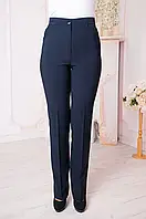 Темно-синие женские длинные брюки со стрелками больших размеров 48, 56, 58, 60, 66, 68, 70