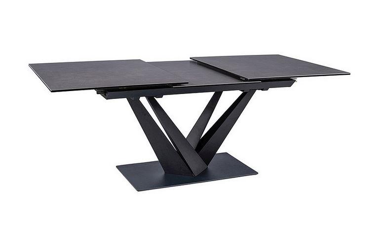 Стіл обідній Sorento Ceramic метал Чорний матовий, скло + кераміка Чорний 160-220х90х76 см (SignalTM)