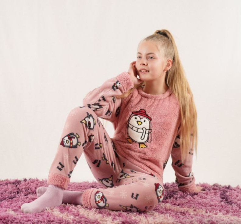 Теплі флісові піжамки для дівчаток. 9-10-11-12, фото 1