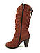 Польські чоботи жіночі зимові шкіряні на високому підборі теплі зручні якісні класичні з хутром 36 розмір коричневі Tanex 214 2023, фото 4