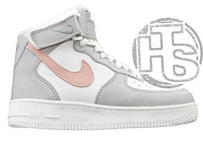 Жіночі кросівки Nike Air Force 1 High White Grey Pink (с мехом) ALL09545