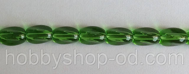 Бусина Овал кручений колір зелений 8*11 мм, фото 1