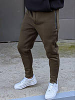 Чоловічі спортивні штани теплі фліс начос Reload Slim хакі / Трикотажні штани весна-осінь завужені