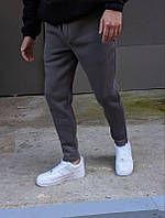 Чоловічі спортивні штани теплі фліс начос Reload Slim графіт / Трикотажні штани весна-осінь завужені