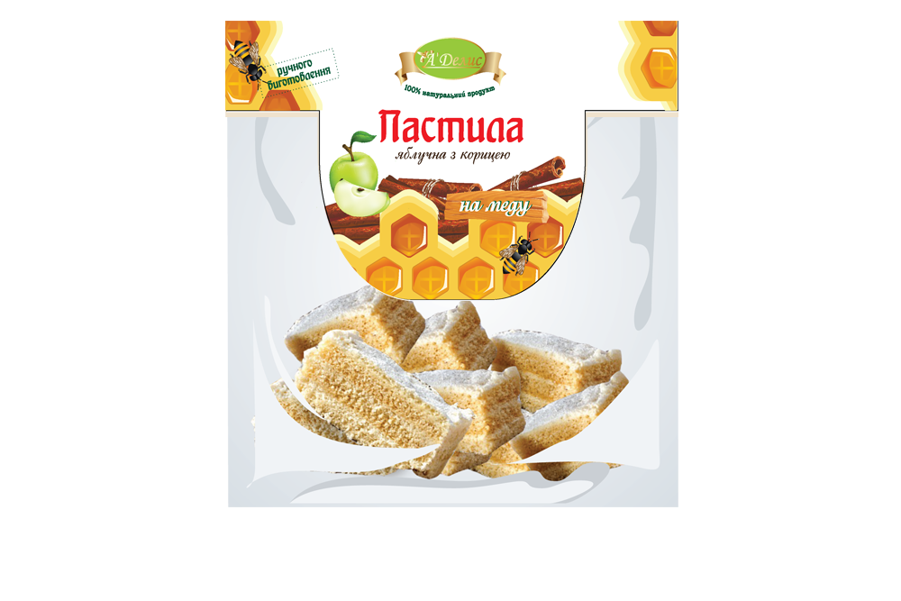 Пастила яблучна з корицею на меду, ТМ “А’Деліс” (пакетована) 200г