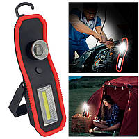 Аккумуляторный фонарик с магнитом и крючком USB, HC-919 / Светодиодный LED фонарь / Аварийный фонарь для авто