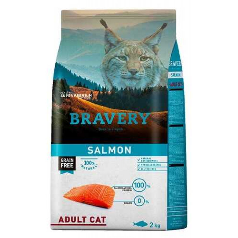Bravery Cat Adult Salmon Сухий корм з лососем для дорослих котів та кішок-2кг