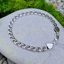 Срібний браслет 925° проби 18,5 см * 6 мм "Плоский бісмарк" з чорнуванням, фото 2