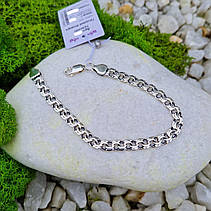 Срібний браслет 925° проби 18,5 см * 6 мм "Плоский бісмарк" з чорнуванням, фото 5