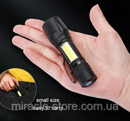 Потужний тактичний Ліхтар кишенькового типу з бічним освітленням USB, фото 2