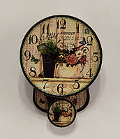 Настенные кварцевые часы с маятником "lavender" размер 8 x 3,5 см, циферблат - Ø 14 см.