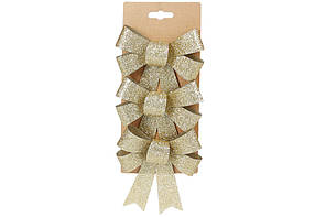 Набір бантів декор.(3шт) 10х12см,блискучий золотий №821-133/Bonadi/(1)(48)