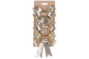 Набір бантів декор.(3шт) 10х12см світло-золоті паєтки №821-111/Bonadi/(1)(48)