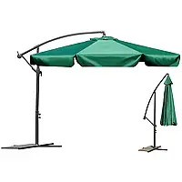 Садовый зонт раскладной от солнца с наклоном на боковой стойке с подставкой Funfit Garden 3.5 м зелена
