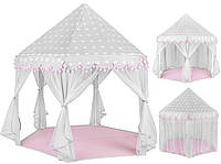Детская палатка игровая шатер домик для детей Kruzzel Замок принцессы серо-розовая