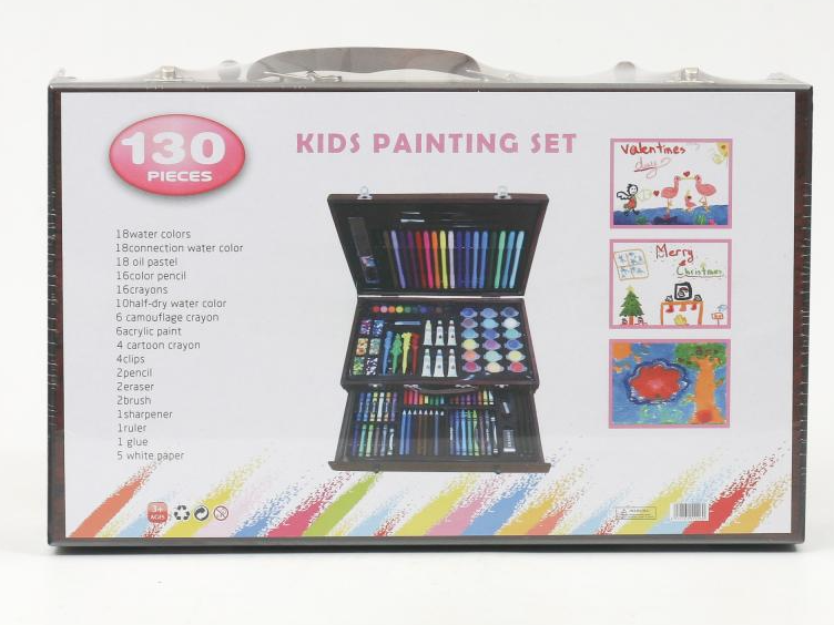 Качественный набор для творчества в деревянном кейсе на 130 предметов, детский набор для рисования, GP10 - фото 3 - id-p1724999204