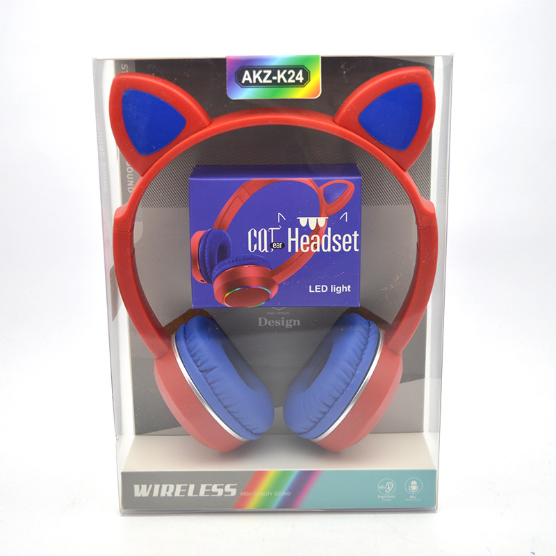 Безпровідні дитячі навушники (Bluetooth) з котячими вушками TUCCI K24 LED Red/Червоні
