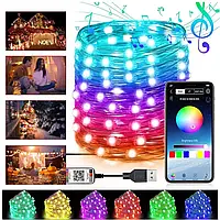 Смарт гірлянда USB 5 метрів Bluetooth RGB світлодіодна нитка/Led стрічка USB підсвітка