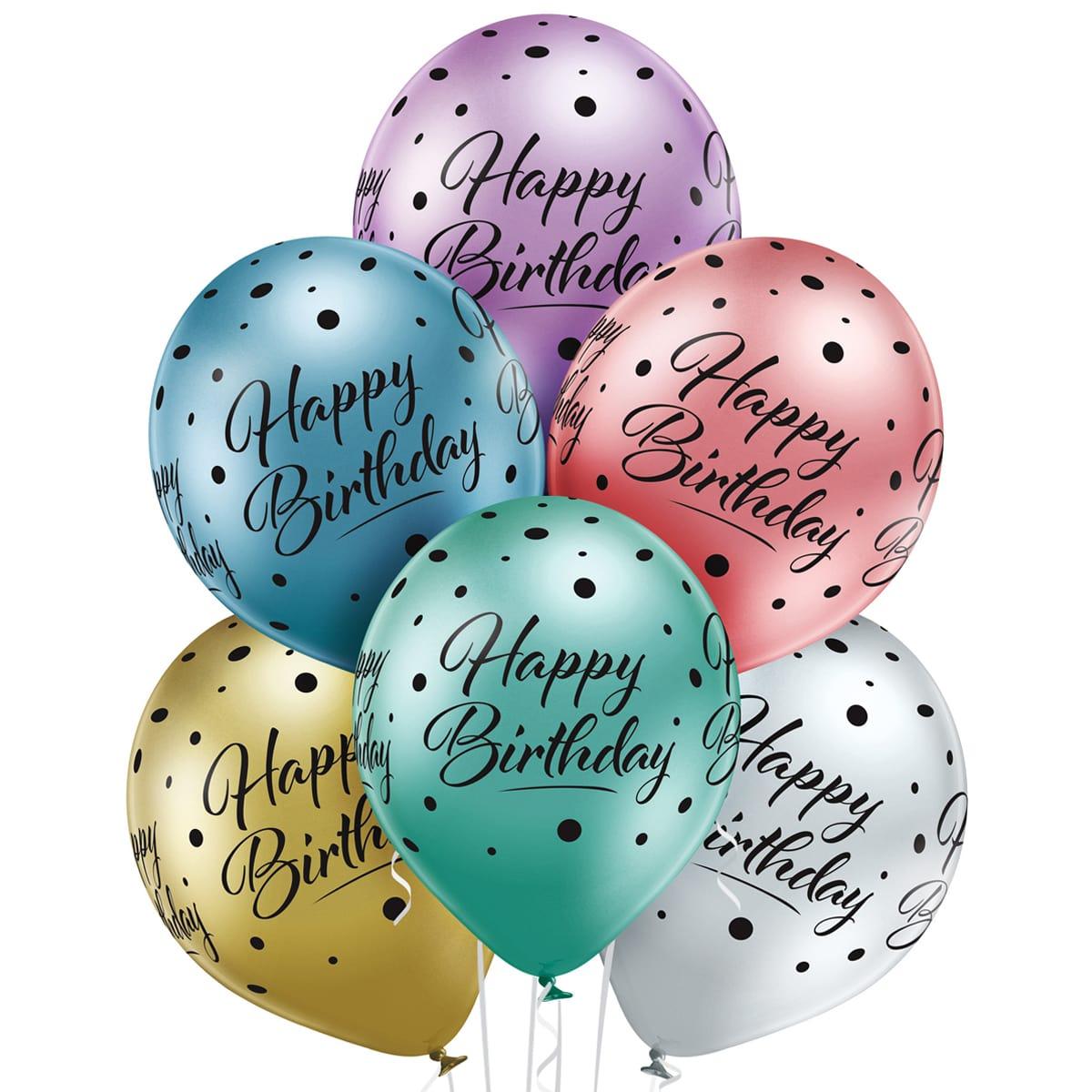 Повітряна куля 30 см хром Happy Birthday