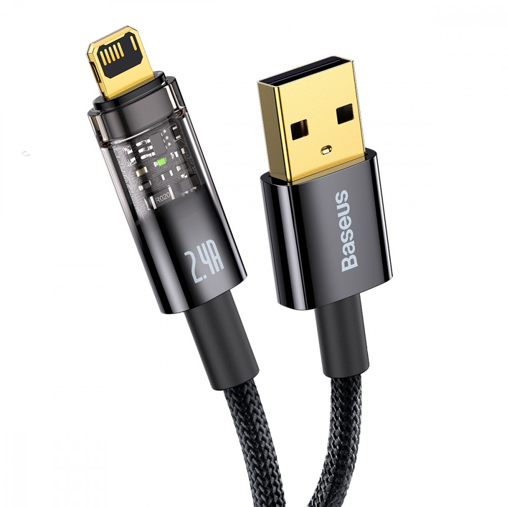Кабель для швидкої зарядки USB на Lightning 2.4A BASEUS Explorer Series Auto Power-Off 2м (чорний)