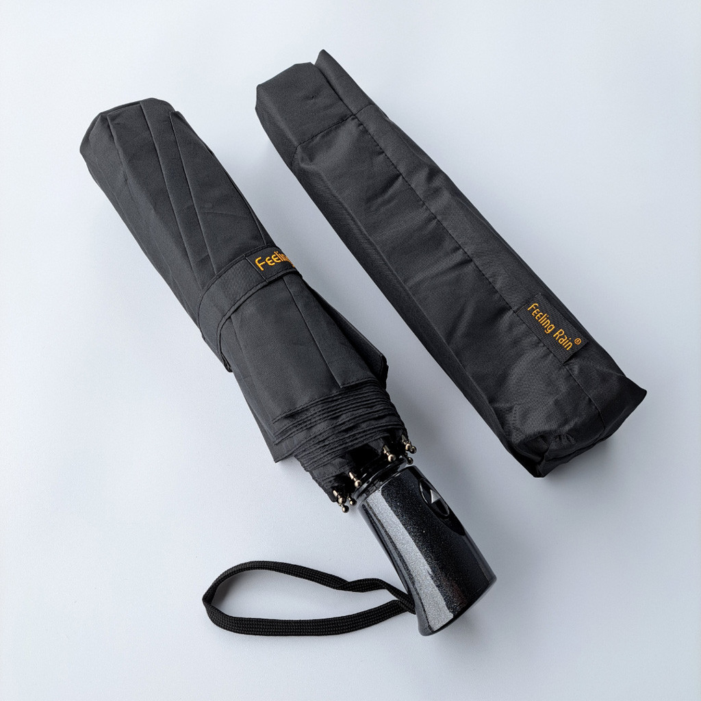 Черный зонт полуавтомат на 10 карбоновых спиц от фирмы "Feeling Rain" - фото 1 - id-p664222071