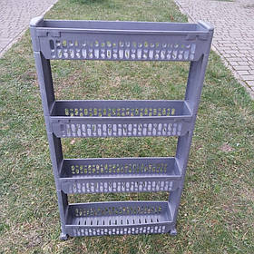 Підлогова полиця етажерка у ванну кімнату на коліщатках 4 яруси 933 сіра